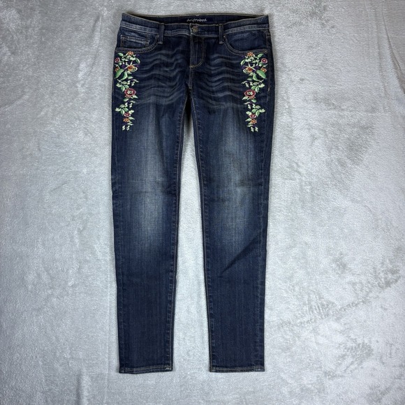 DRIFTWOOD Denim - Driftwood Jackie Womens 27 Floral Embroidery Skinny Blue Jeans Stretch